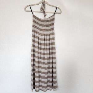 Azules Striped White And Brown Dress Size Small